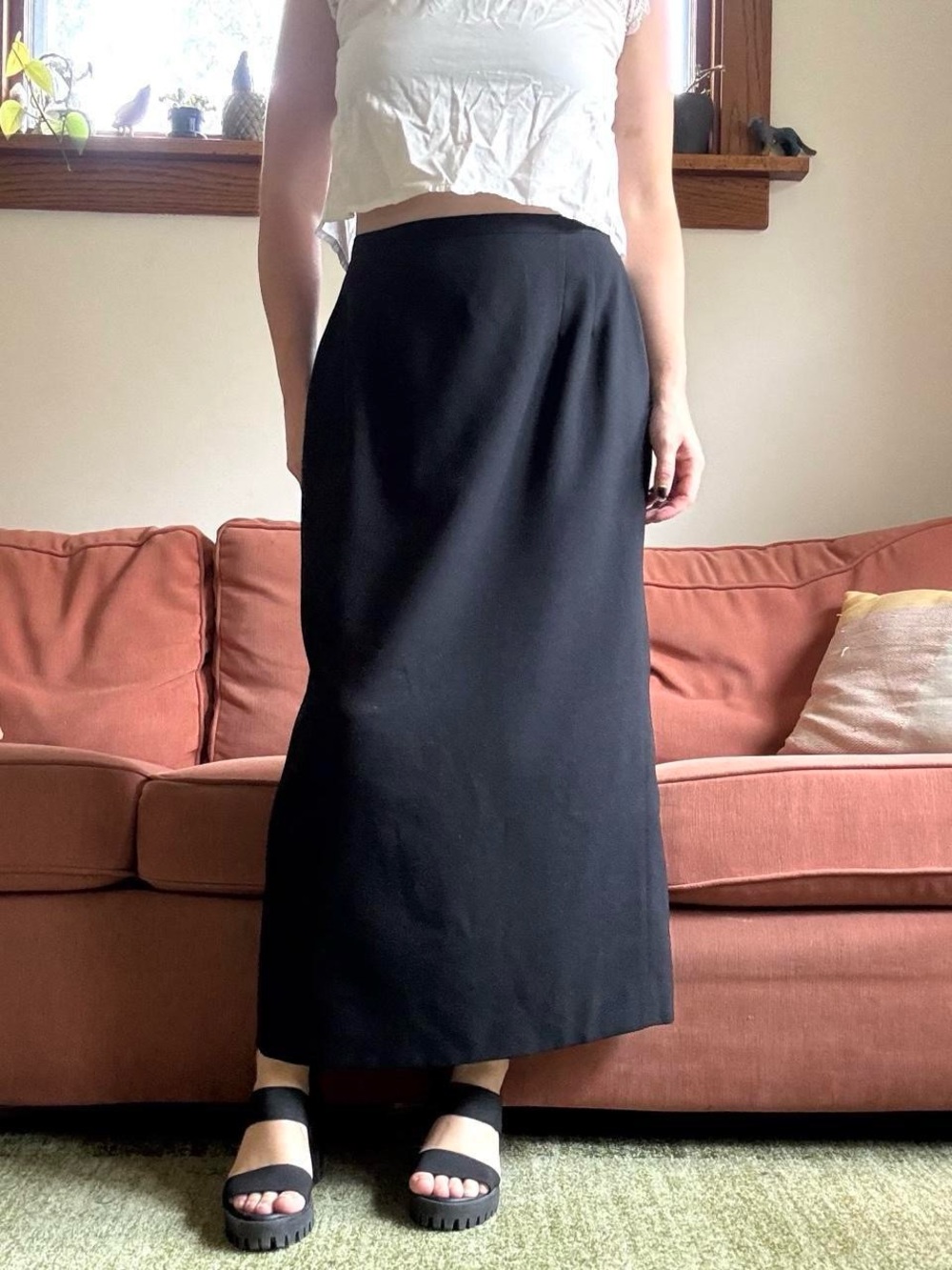 Gianni Sport vintage long black wool skirt